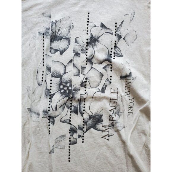 American Eagle Outfitters Floral Graphic Tee Women XL White Cotton Blend - Picture 6 of 6